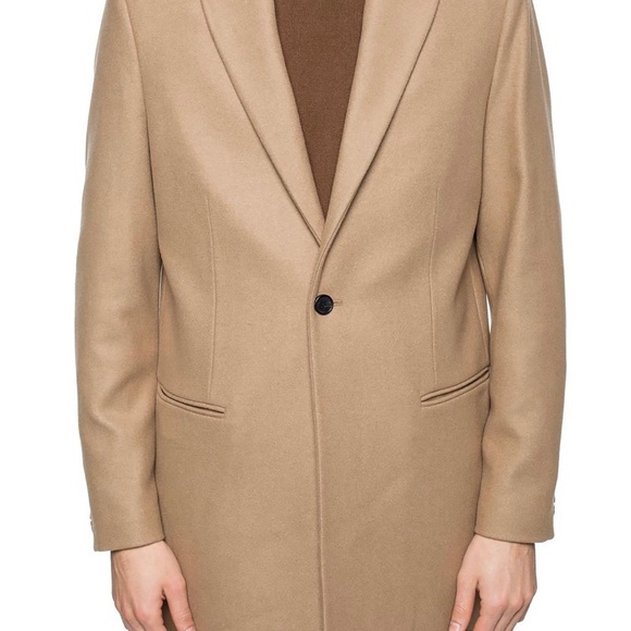 SOLD- All Saints Tulsen Tan Camel One Button Wool Long Coat. Men’s 42, XL. - Picture 10 of 11
